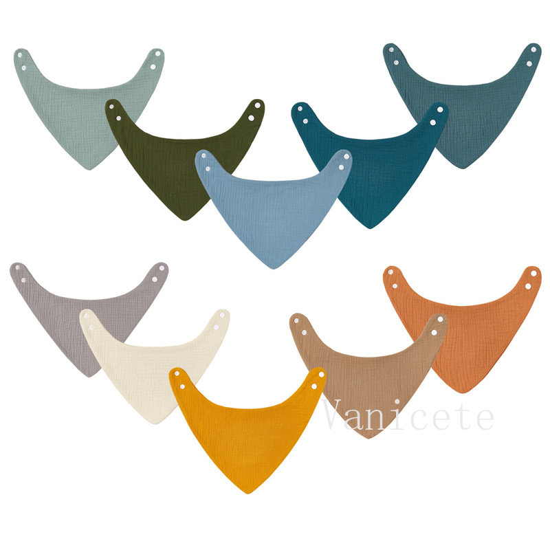 35 color Baby six layer Crepe gauze saliva towel Adorable and Durable Cotton Triangle Bibs adjustable Washable Babys Babies T9I002334