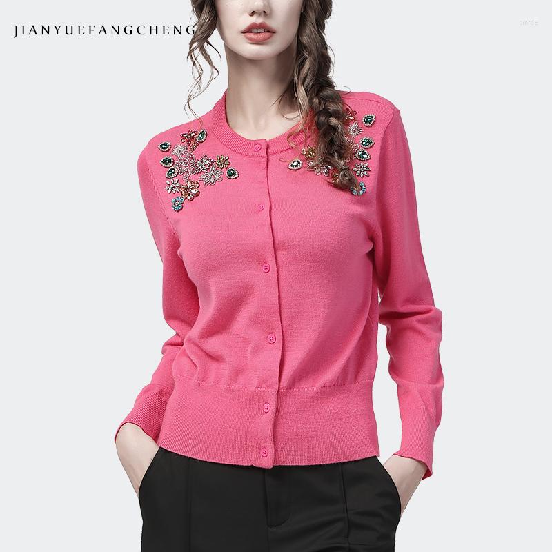Women' Knits Luxury Beaded Women' Long Sleeve Pink Knitted Sweater Loose Outwear O-Neck Button-Down Cardigan Autumn Thin Casual
Women' Knits Luxury Beaded Women' Long Sleeve Pink Knitted Sweater Loose Outwear O-Neck Button-Down Cardigan Autumn Thin Casual