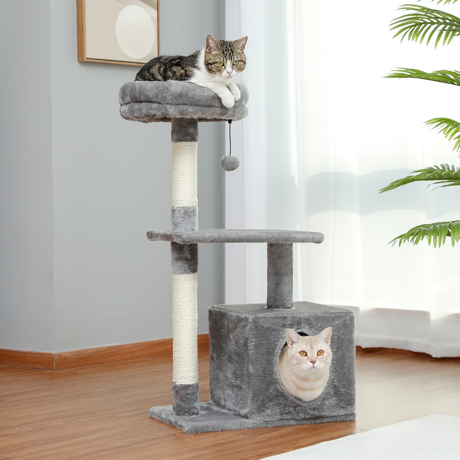 Cat Furniture Scratchers Drop Tree Tall Tower with Large Condo Cozy Perch Bed Scratching Posts Toys 230606