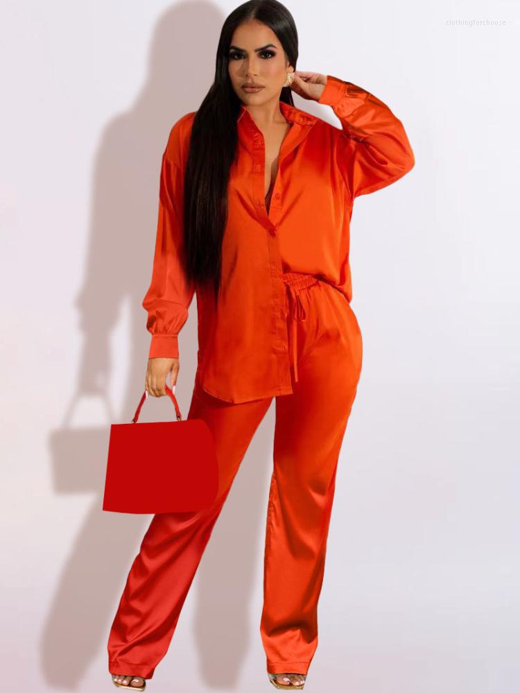Women' Two Piece Pants KEXU Women Solid Satin 2 Sets Long Sleeve Single Breasted Shirt Top Drawstring Wide Leg Office Lady Fashion Suits, Black
Women' Two Piece Pants KEXU Women Solid Satin 2 Sets Long Sleeve Single Breasted Shirt Top Drawstring Wide Leg Office Lady Fashion Suits, Black