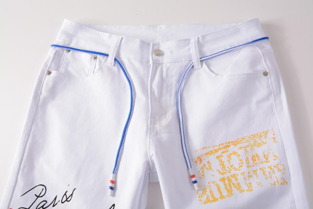 Mens Jeans Letter Graffiti White Fashion Print Slim Skinny Biker For Man Denim Punk Pants Jean Homme 230606