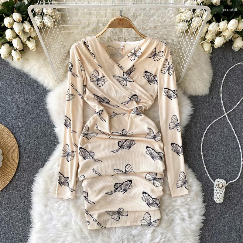 Casual Dresses Sexy Criss-cross V-neck Butterfly Print Pencil Dress Long Sleeve Chic Elegant Evening Party Vestidos Women Spring Autumn, Creamy-white
Casual Dresses Sexy Criss-cross V-neck Butterfly Print Pencil Dress Long Sleeve Chic Elegant Evening Party Vestidos Women Spring Autumn, Creamy-white