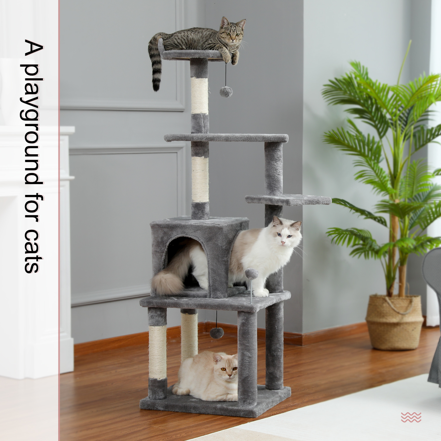 Cat Furniture Scratchers Drop Tree Tall Tower with Large Condo Cozy Perch Bed Scratching Posts Toys 230606