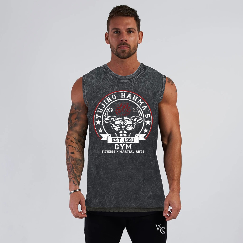 Men's T-Shirts Anime Baki Hanma Print Gym Tank Tops for Men Women 100%Cotton Casual Vintage Black Sleeveless Tshirt Gothic Vest Summer 230607