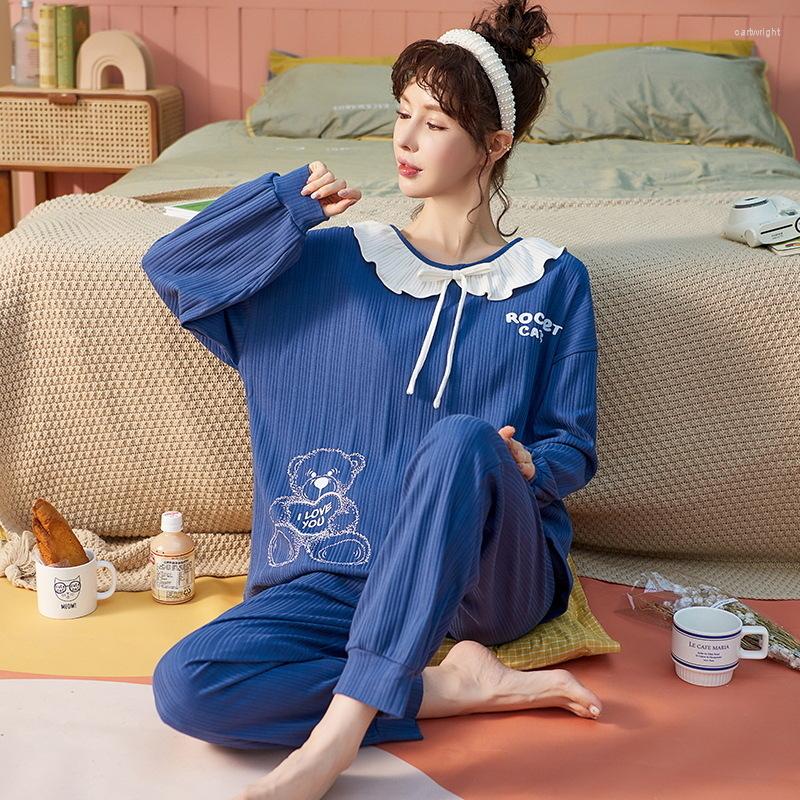 Women's Sleepwear Korean Sweet Cotton Pajamas Set Princess Style Homewear 2 Pieces/Set Female Sleeping Top Trousers Nightwear Pijama Mujer, Style 1
Women's Sleepwear Korean Sweet Cotton Pajamas Set Princess Style Homewear 2 Pieces/Set Female Sleeping Top Trousers Nightwear Pijama Mujer, Style 1