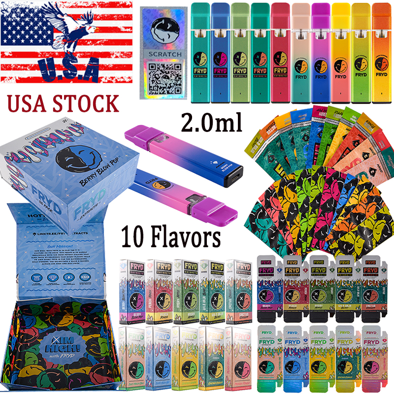 USA Stock FRYD Disposable Vape Pens 2.0ml E Cigarettes Empty 350MAH Rechargeable Device Oil Devices Cartridges 10 Flavors Disposables
USA Stock FRYD Disposable Vape Pens 2.0ml E Cigarettes Empty 350MAH Rechargeable Device Oil Devices Cartridges 10 Flavors Disposables