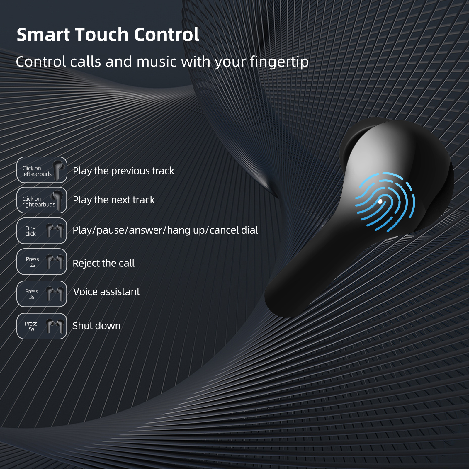 IMIKI T12 True Wireless Bluetooth Headphones IPX5 Waterproof and Sweatproof 90 Days Long Battery