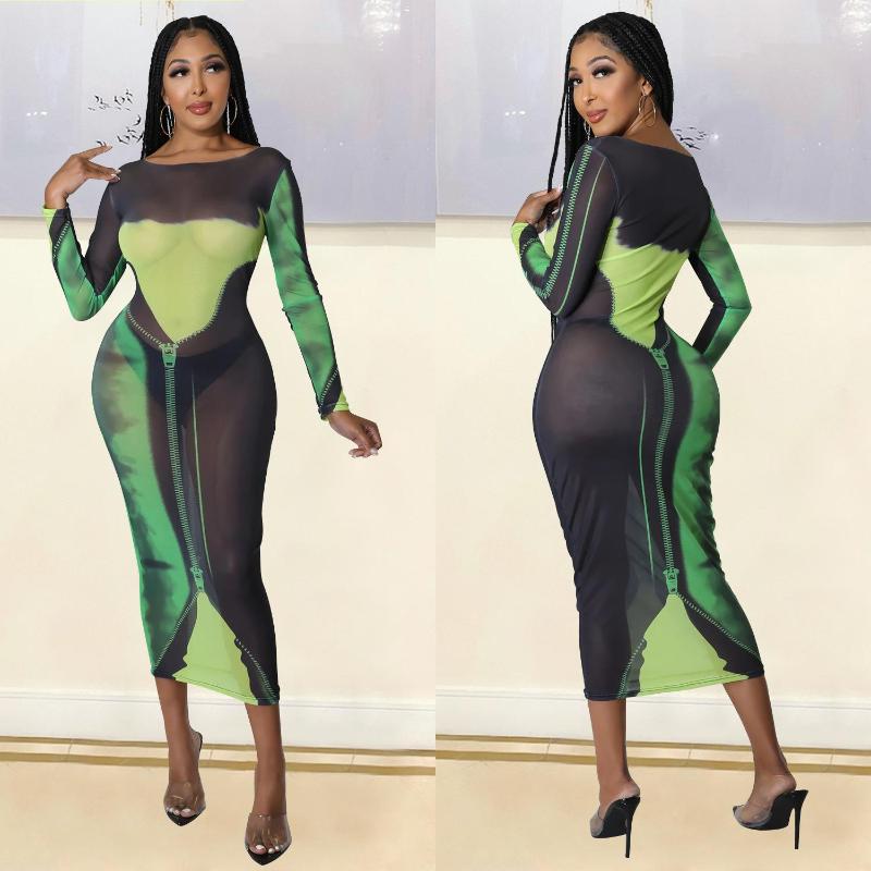 Casual Dresses Sexy Aesthetic Print Bodycon Transparent Dress Woman O-Neck Mesh Elegant Fashion Long Sleeve Birthday Party Streetwear, Green
Casual Dresses Sexy Aesthetic Print Bodycon Transparent Dress Woman O-Neck Mesh Elegant Fashion Long Sleeve Birthday Party Streetwear, Green