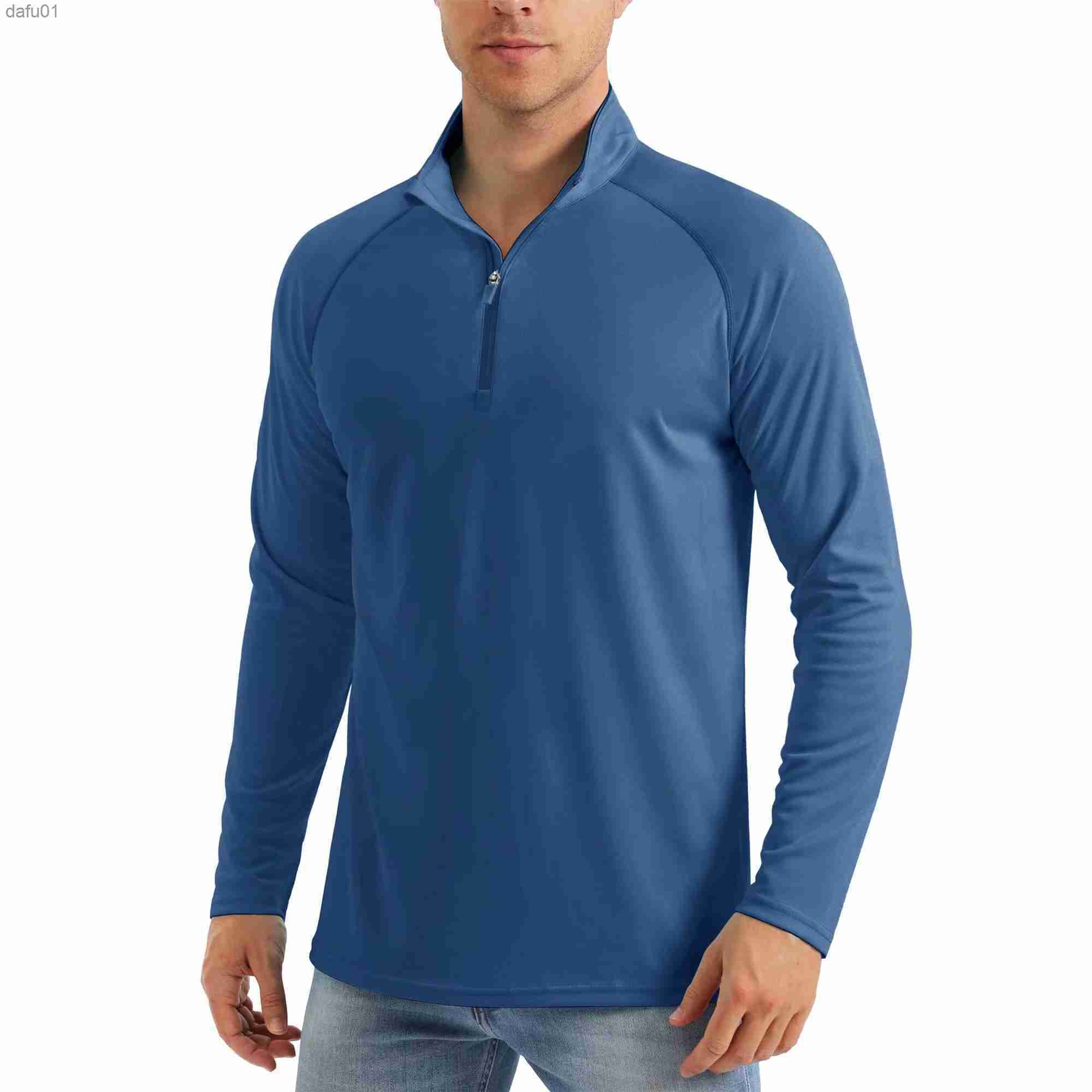MAGCOMSEN UPF50 Men's T-shirt UV Sun Protection Long Sleeve Hiking Fishing Shirts Quick Dry 1/4 Zip Summer Pullover Workout Tops L230520