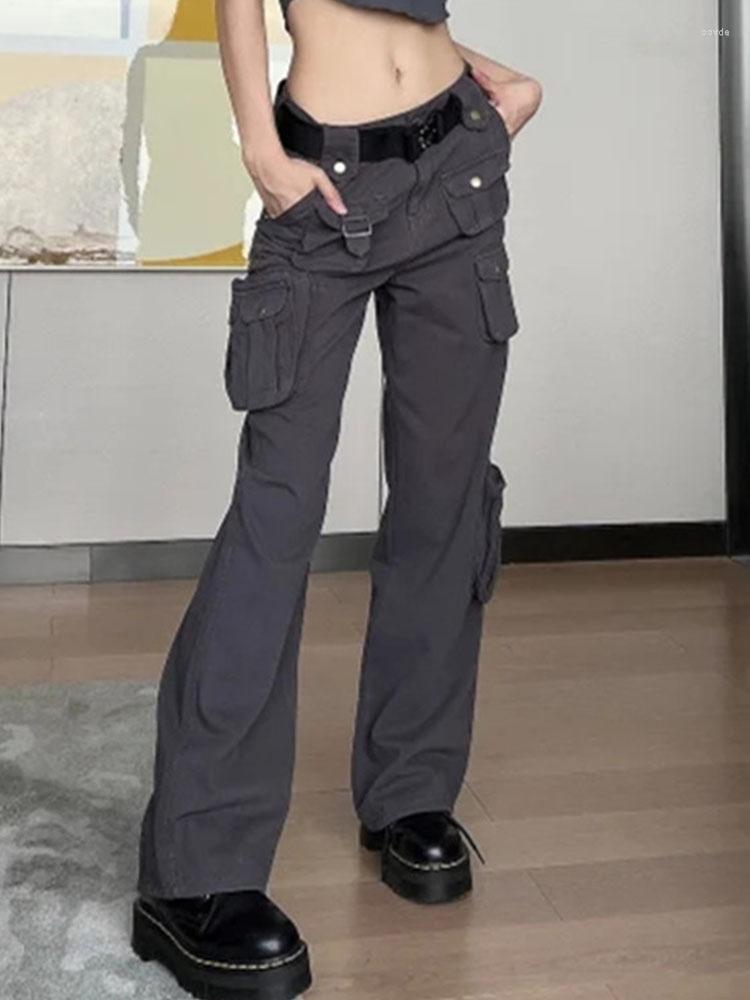 Women's Pants Korean Fashion High Street Gray Cargo 2023 For Female Vintage Y2k Streetwear Wide Leg Regulai Fit Low Rise Pant 
Women's Pants Korean Fashion High Street Gray Cargo 2023 For Female Vintage Y2k Streetwear Wide Leg Regulai Fit Low Rise Pant