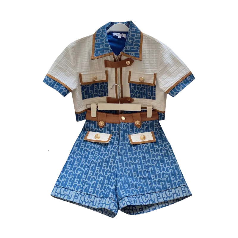 Women's Pants Quality Vintage Classic Suit Women Summer Short Sleeve Zipper Tops High Waist Shorts Two Piece Set Streetwear 230606