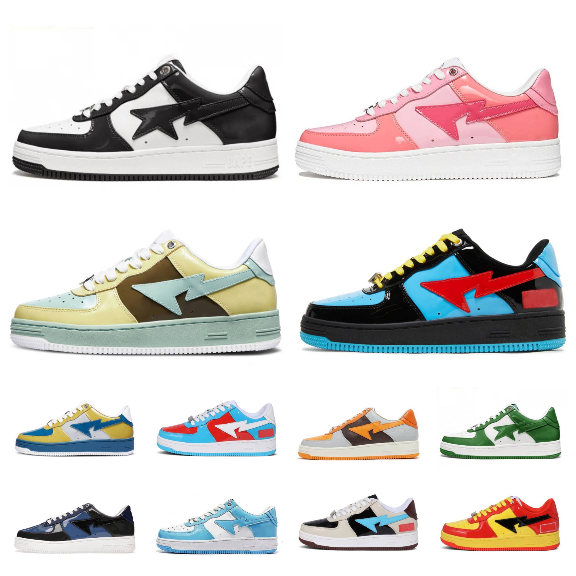 2023 Designer Bapestas Baped Casual Shoes Platform Sneakers Bapesta Sk8 Sta Patent Leather Green Black White Plate-forme for Men Women Plate-forme Trainers Jogging, Shoes lace
2023 Designer Bapestas Baped Casual Shoes Platform Sneakers Bapesta Sk8 Sta Patent Leather Green Black White Plate-forme for Men Women Plate-forme Trainers Jogging, Shoes lace