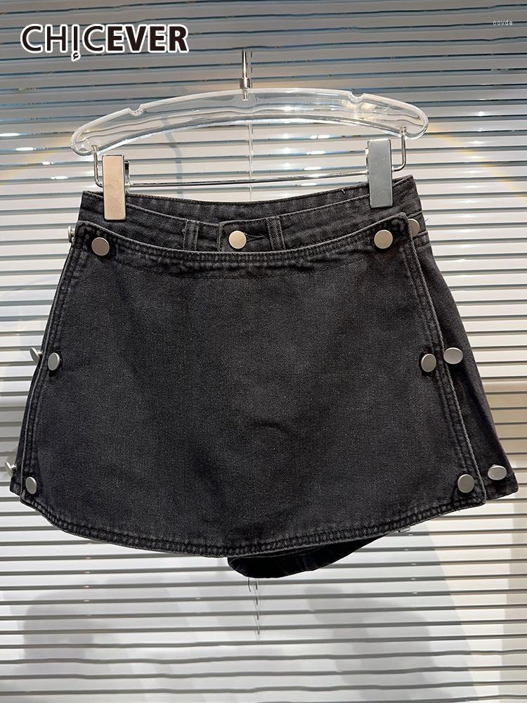 Skirts CHICEVER Patchwork Mini For Women High Waist Spliced Button Solid Folds Bodycon Summer Korean A Line Denim Skirt Female, Black
Skirts CHICEVER Patchwork Mini For Women High Waist Spliced Button Solid Folds Bodycon Summer Korean A Line Denim Skirt Female, Black