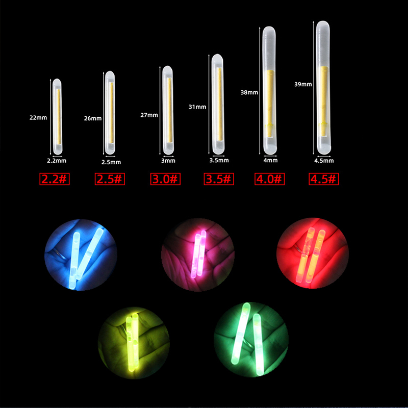 Fishing Accessories 1050PCSlot 2245mm Light Night Float Rod Lights Dark Glow Stick Fluorescent Lightstick Pesca 230606