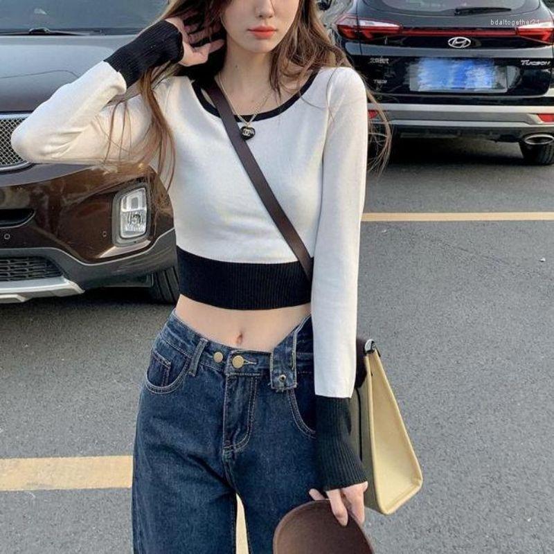 Women's T Shirts 2023 Women's Wear Short Color Contrast Patchwork Knitwear Female Girl Slim Fit Figure Flattering Round-Neck Blouse, White
Women's T Shirts 2023 Women's Wear Short Color Contrast Patchwork Knitwear Female Girl Slim Fit Figure Flattering Round-Neck Blouse, White