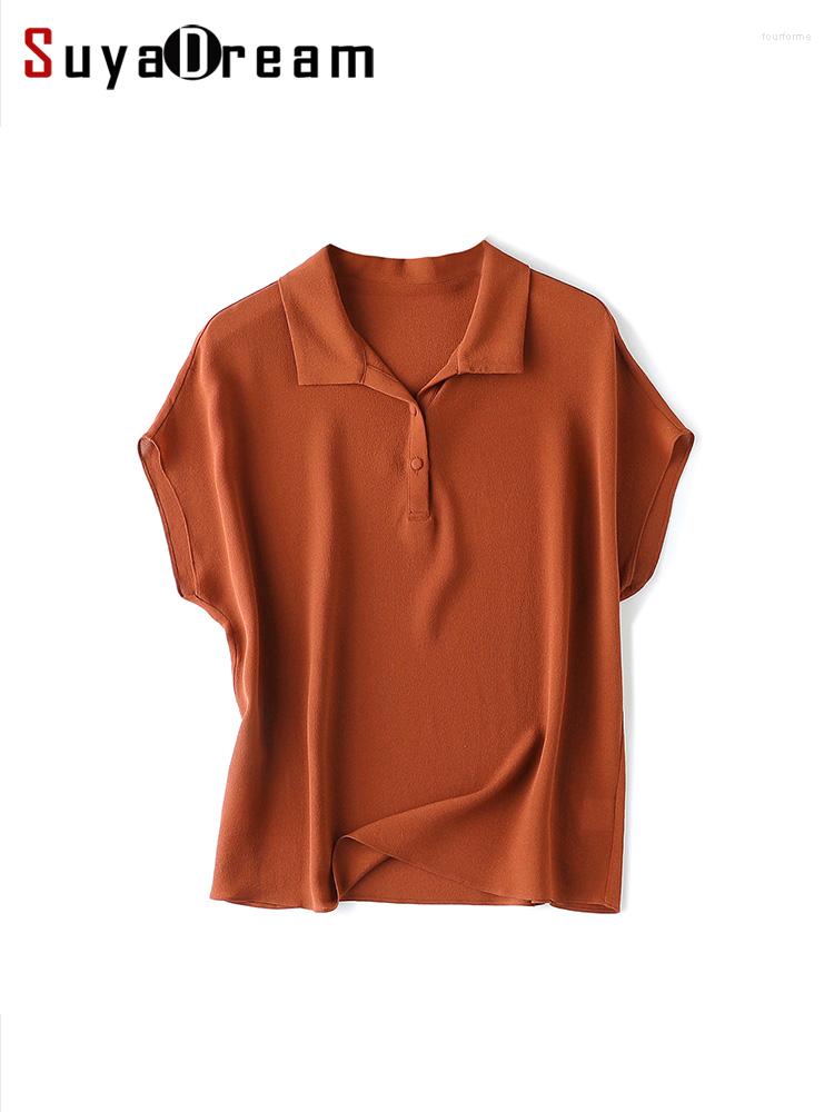 Women's Blouses SuyaDream Women Polo Neck Real Silk Sandy Wash Bat Sleeves T Shirts 2023 Spring Summer Chic Top Rose Red, Black
Women's Blouses SuyaDream Women Polo Neck Real Silk Sandy Wash Bat Sleeves T Shirts 2023 Spring Summer Chic Top Rose Red, Black