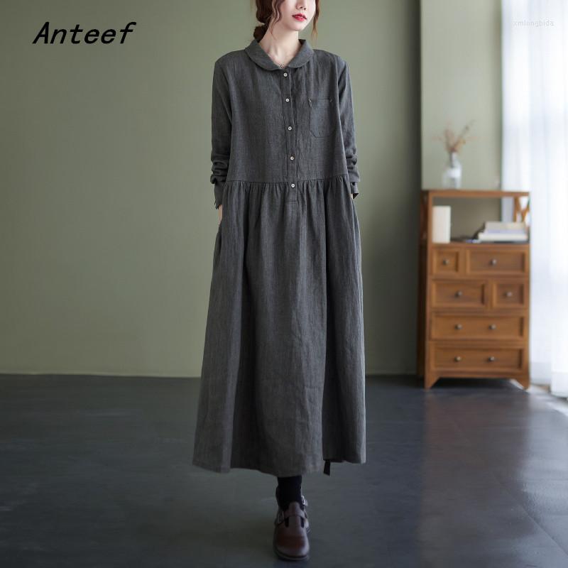 Casual Dresses Anteef Long Sleeve Cotton Linen Vintage For Women Loose Spring Autumn Dress Elegant Clothing 2023, Picture shown
Casual Dresses Anteef Long Sleeve Cotton Linen Vintage For Women Loose Spring Autumn Dress Elegant Clothing 2023, Picture shown