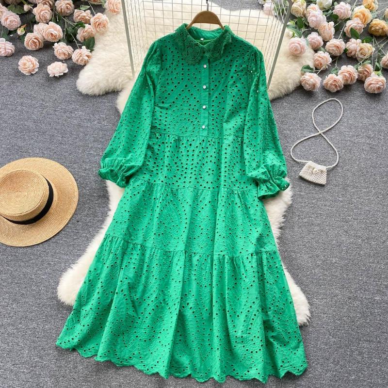 Casual Dresses Spring Sweet Embroidered Lace Long-sleeved Long Cotton Dress Loose Temperament Fairy Hollow-Out A-line, Black
Casual Dresses Spring Sweet Embroidered Lace Long-sleeved Long Cotton Dress Loose Temperament Fairy Hollow-Out A-line, Black