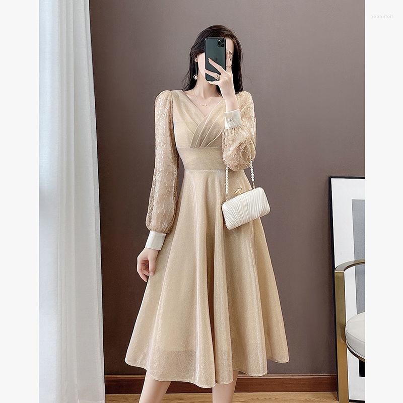 Casual Dresses Women Dress Autumn Spring Long Sleeve Midi Champagne A-Line High Waist Evening Night Party Elegant Vestidos
Casual Dresses Women Dress Autumn Spring Long Sleeve Midi Champagne A-Line High Waist Evening Night Party Elegant Vestidos
