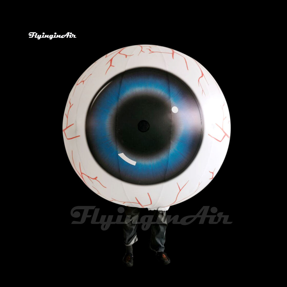 Funny Illuminated Walking Inflatable Eyeball Costume Wearable Blow Up Eye Suit For Halloween Parade Event