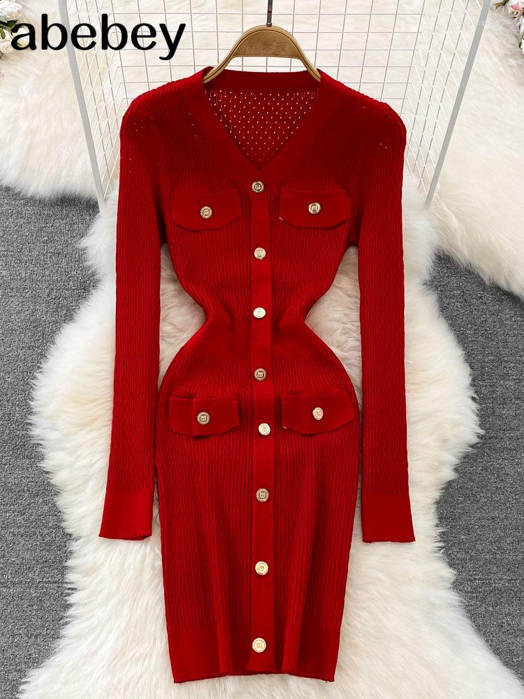 Casual Dresses Women Knitted Pencil Dress Korean Long Sleeve V Neck Elastic Slim Autumn Winter Sexy Bodycon Warm Sweater, Black
Casual Dresses Women Knitted Pencil Dress Korean Long Sleeve V Neck Elastic Slim Autumn Winter Sexy Bodycon Warm Sweater, Black