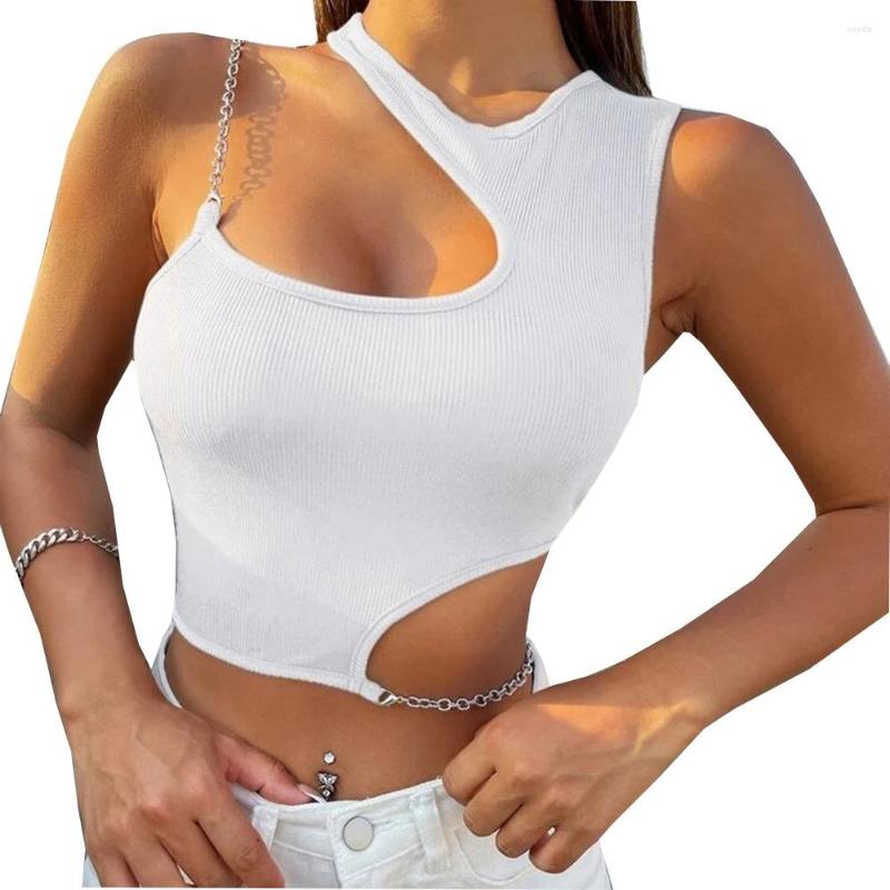 Women' Tanks Women Chain Cut Out Rib Knit Crop Top Summer Y2K Clothes High Street Grunge Asymmetrical Neck Sleeveless Tank Streetwear
Women' Tanks Women Chain Cut Out Rib Knit Crop Top Summer Y2K Clothes High Street Grunge Asymmetrical Neck Sleeveless Tank Streetwear