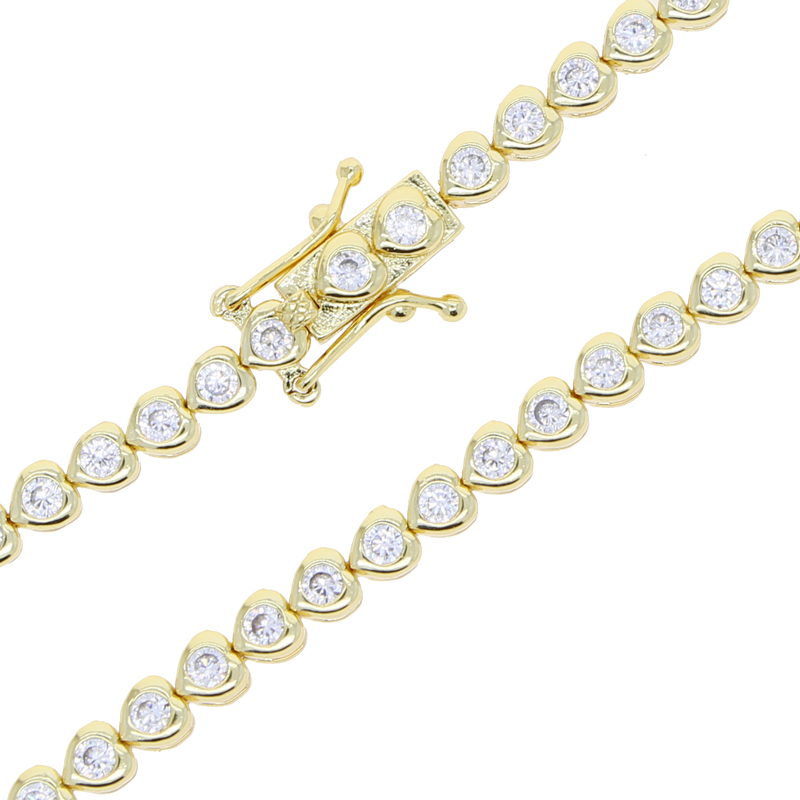 Iced Out Bling White Pink Rainbow CZ Tennis Chain Bracelet For Women High Quality Iced Out Bling Jewelry Collection