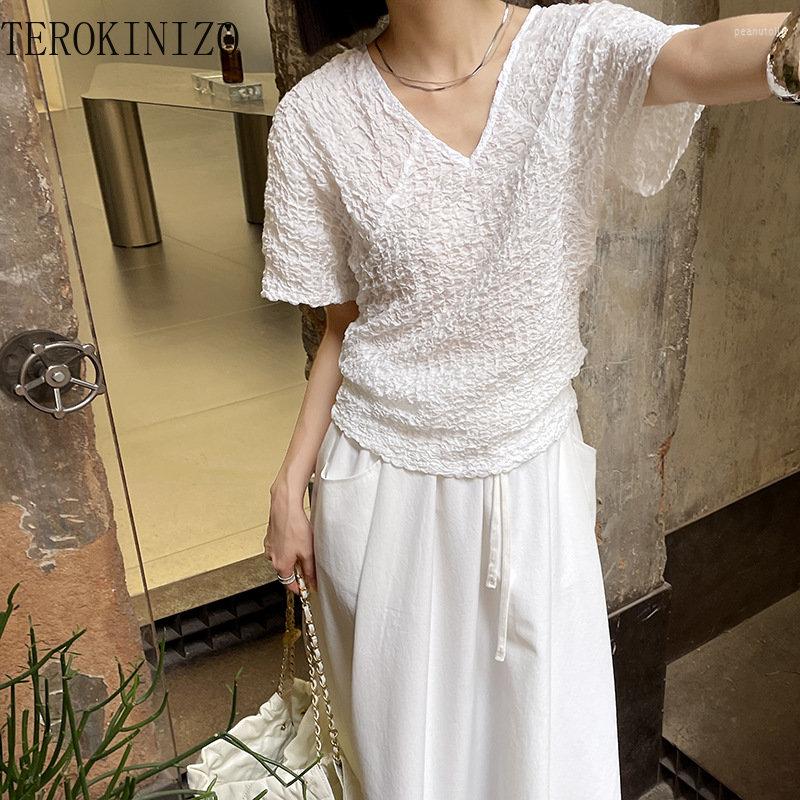 Women' Blouses TEROKINIZO V-neck Short Sleeve Casual Blouse Women High Street Fashion Solid Color Shirts Female Summer Folds Camisas Mujer, Pink
Women' Blouses TEROKINIZO V-neck Short Sleeve Casual Blouse Women High Street Fashion Solid Color Shirts Female Summer Folds Camisas Mujer, Pink