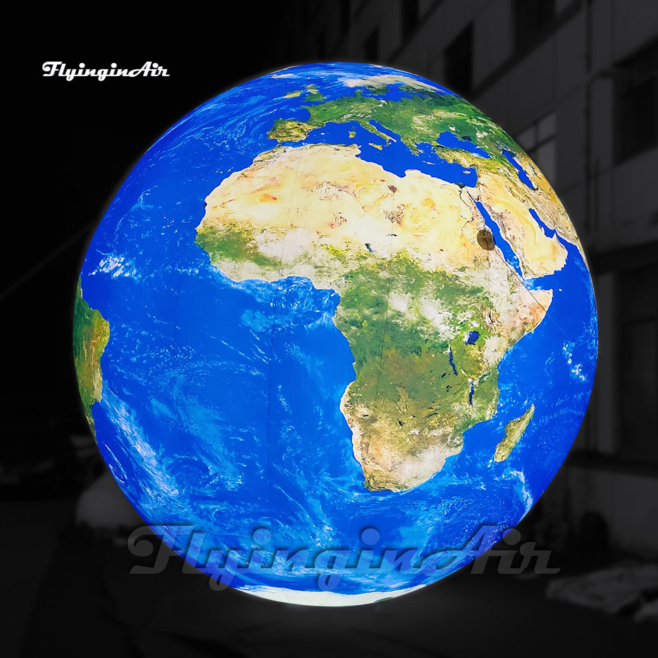 Beautiful Hanging Illuminated Large Blue Inflatable Earth Ball Lighting Globe Solar System Planet Balloon With LED Light For Space Themed Event