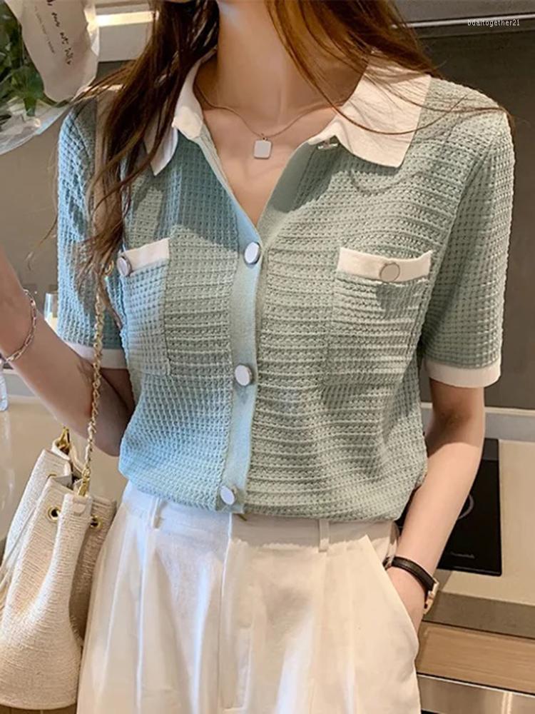 Women's T Shirts Korean Fashion Clothes Short Sleeve Tees Women Shirt Knitted Turn Down Collar Cardigan Female Tops 2023 Summer Camisetas, Black
Women's T Shirts Korean Fashion Clothes Short Sleeve Tees Women Shirt Knitted Turn Down Collar Cardigan Female Tops 2023 Summer Camisetas, Black