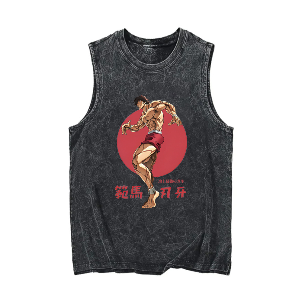 Men's T-Shirts Anime Baki Hanma Print Gym Tank Tops for Men Women 100%Cotton Casual Vintage Black Sleeveless Tshirt Gothic Vest Summer 230607