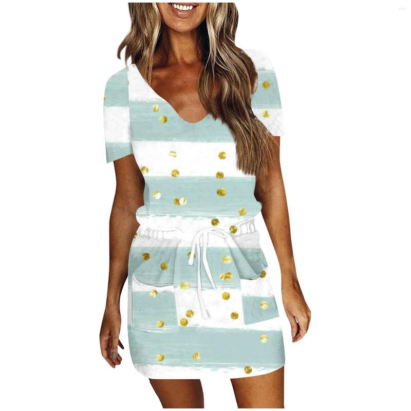 Casual Dresses Summer For Women Short Sleeve Beach Mini Sundress Flowy Dress With Pockets
