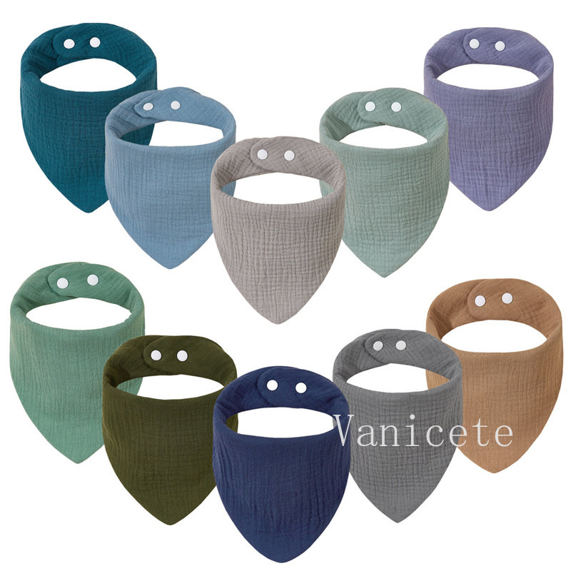 35 color Baby six layer Crepe gauze saliva towel Adorable and Durable Cotton Triangle Bibs adjustable Washable Babys Babies T9I002334