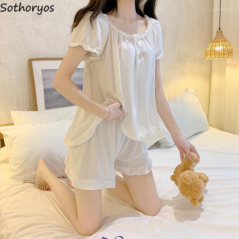 Women's Sleepwear Women White Pajama Sets Short Sleeve Tops And Shorts Summer Sweet Lovely Girls Home Lounge Wear Thin Nightwear Leisure
Women's Sleepwear Women White Pajama Sets Short Sleeve Tops And Shorts Summer Sweet Lovely Girls Home Lounge Wear Thin Nightwear Leisure