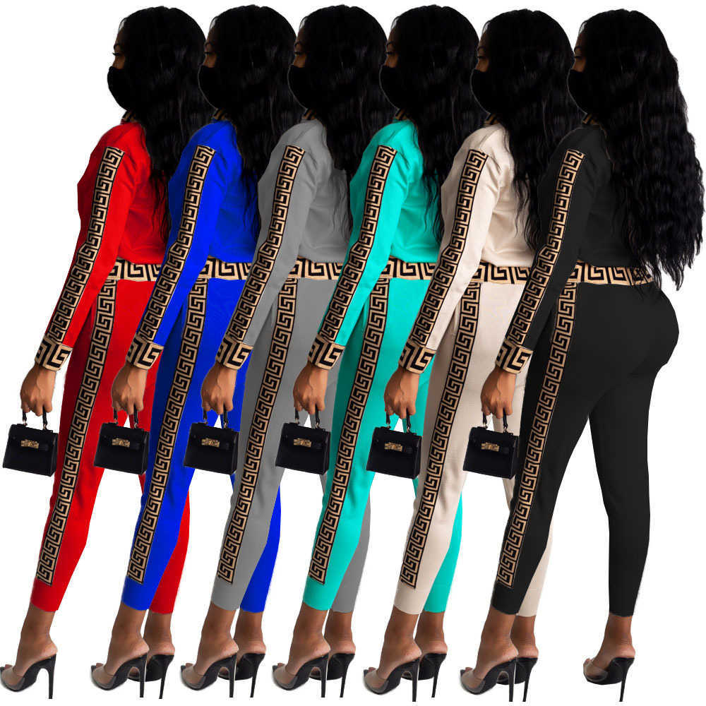 Women Designers tracksuits Clothes 2023 Spring and summer New brand Sports Fashion Digital Printing Black blue Two Piece Set