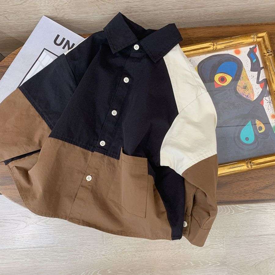 Spring and Autumn New Children's Clothing Shirts Loose Fit Chinese Style Boys' Top Color Matching Design Heavy Work Style Baby Coat Outdoor Casual Style 2 to 14 Years Old, Khaki
Spring and Autumn New Children's Clothing Shirts Loose Fit Chinese Style Boys' Top Color Matching Design Heavy Work Style Baby Coat Outdoor Casual Style 2 to 14 Years Old, Khaki