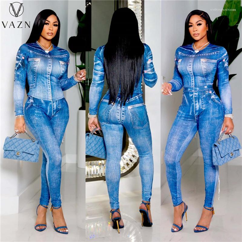 Women' Two Piece Pants VAZN 2023 Fashion Casual Street Style 2 Sets Long Sleeve Round Neck Top Elastic Printed Women Set, Blue
Women' Two Piece Pants VAZN 2023 Fashion Casual Street Style 2 Sets Long Sleeve Round Neck Top Elastic Printed Women Set, Blue