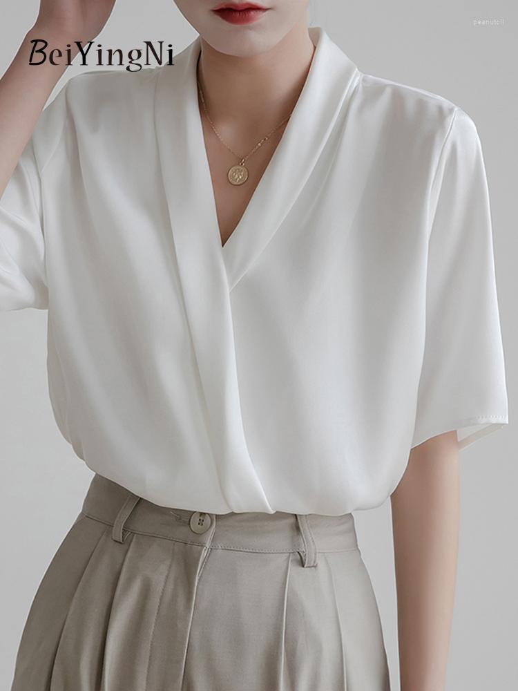 Women' Blouses Beiyingni Summer Short Sleeve Blusas For Women Satin Loose Plaid Temperament V-neck Tops Ladies Luxury Shirts White OL
Women' Blouses Beiyingni Summer Short Sleeve Blusas For Women Satin Loose Plaid Temperament V-neck Tops Ladies Luxury Shirts White OL