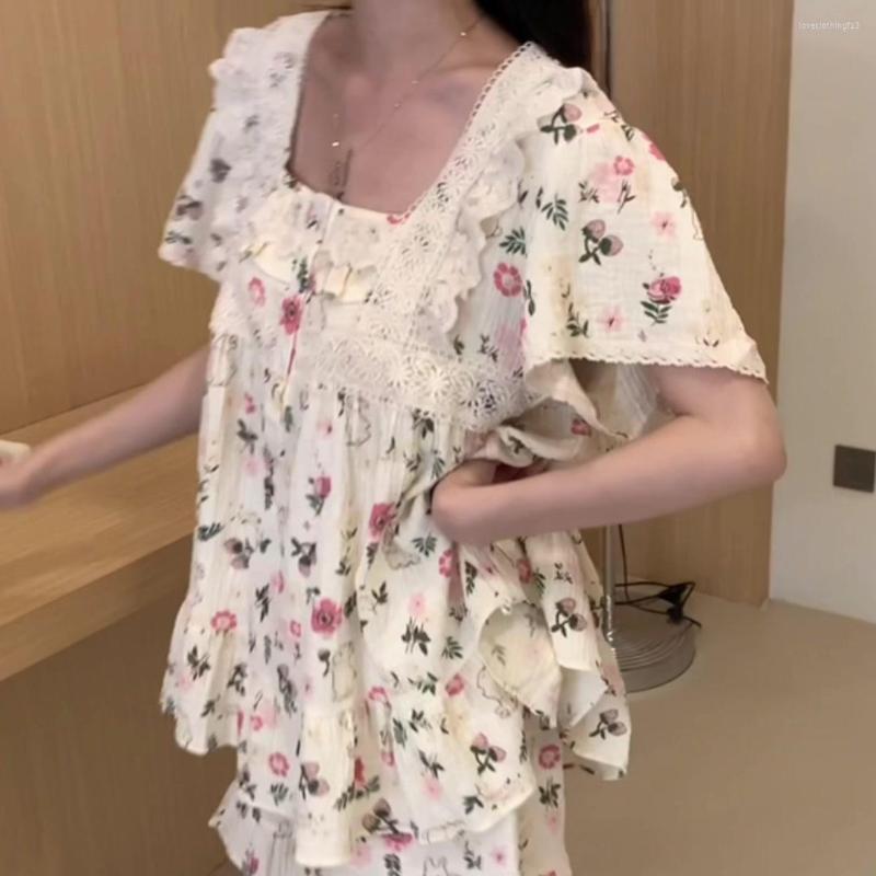Women's Sleepwear Cotton Gauze Breathable Floral Print Home Clothes Cartoon Pajamas Set Summer Night Suit Homewear Soft S195, White
Women's Sleepwear Cotton Gauze Breathable Floral Print Home Clothes Cartoon Pajamas Set Summer Night Suit Homewear Soft S195, White
