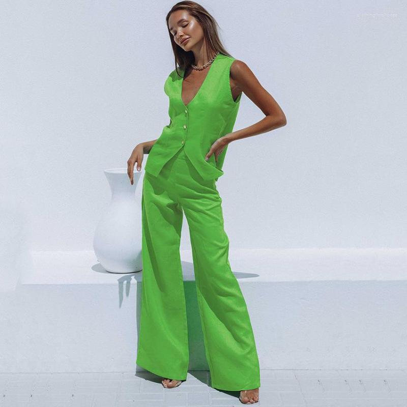 Women' Two Piece Pants 2023 Spring Streetwear High Quality 100 Cotton Casual Sleeveless Top Vest And Wide Leg Sets Womens Outfits, Black
Women' Two Piece Pants 2023 Spring Streetwear High Quality 100 Cotton Casual Sleeveless Top Vest And Wide Leg Sets Womens Outfits, Black