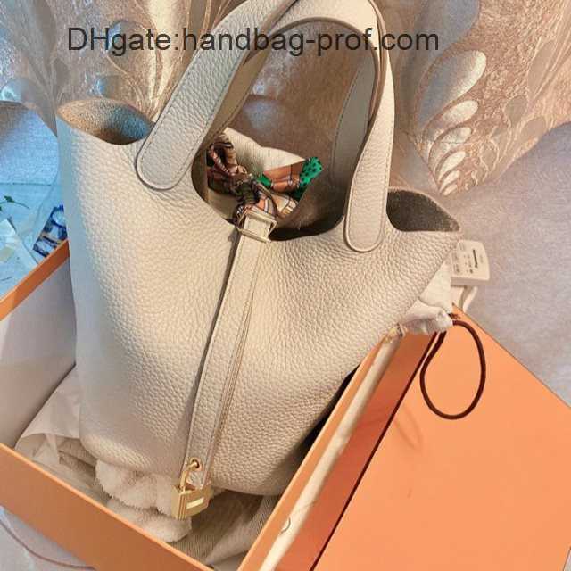 Designer Picotin Fashion Bags Totes Leather Home Food Basket Women's Soft Cow Bucket Handbag, Elephant gray small gold button (18cm)
Designer Picotin Fashion Bags Totes Leather Home Food Basket Women's Soft Cow Bucket Handbag, Elephant gray small gold button (18cm)