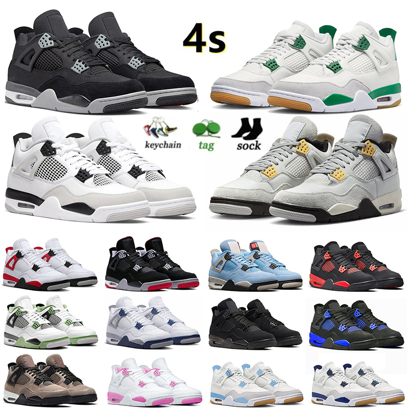 Hot 4s sneakers basketball shoes 4 for mens womens jumpman sbx pine green military black cat white oreo pure money sail bred midnight navy jorde4s thunder trainers