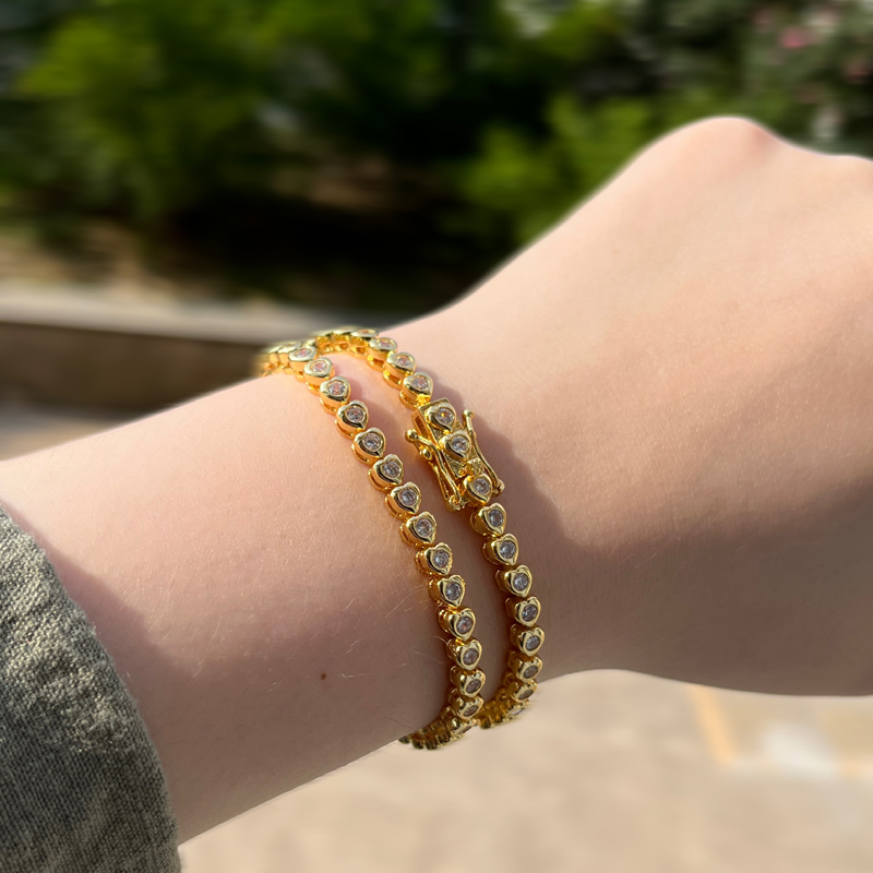 Iced Out Bling White Pink Rainbow CZ Tennis Chain Bracelet For Women High Quality Iced Out Bling Jewelry Collection