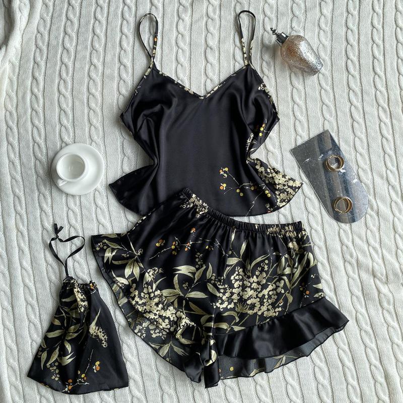 Women's Sleepwear Two-Pieces Set Women Summer Suspender Pajamas Print Cherry Pijamas Suit Sexy Silk Satin Intimate Lingerie Home Wear, Navy blue b
Women's Sleepwear Two-Pieces Set Women Summer Suspender Pajamas Print Cherry Pijamas Suit Sexy Silk Satin Intimate Lingerie Home Wear, Navy blue b