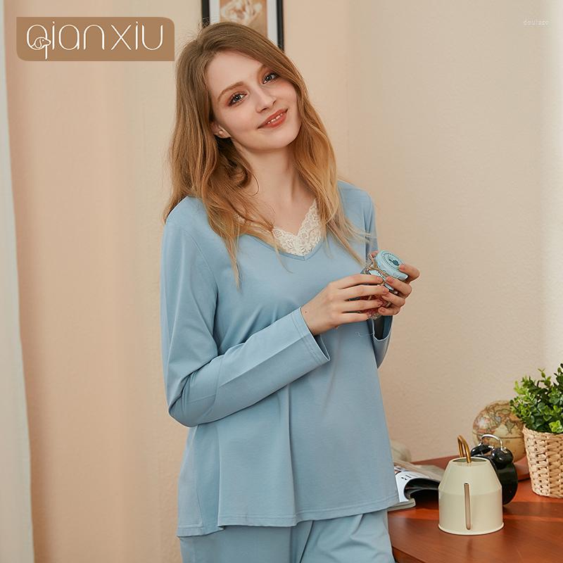 Women's Sleepwear 2023 Spring Women Casual Loosen Pajama Sets Female Cotton Suit Ladies Long Sleeve V-neck Collar T Shirt & Pants XXL, Blue
Women's Sleepwear 2023 Spring Women Casual Loosen Pajama Sets Female Cotton Suit Ladies Long Sleeve V-neck Collar T Shirt & Pants XXL, Blue