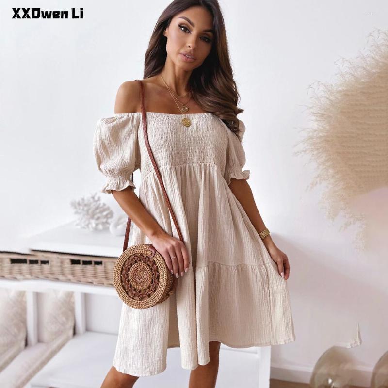 Casual Dresses Summer Cotton Pure Color Slash Neck Lantern Sleeve Mini Dress Women 2023 Off Shoulder Party Ruffles Ladies Femme, Green
Casual Dresses Summer Cotton Pure Color Slash Neck Lantern Sleeve Mini Dress Women 2023 Off Shoulder Party Ruffles Ladies Femme, Green