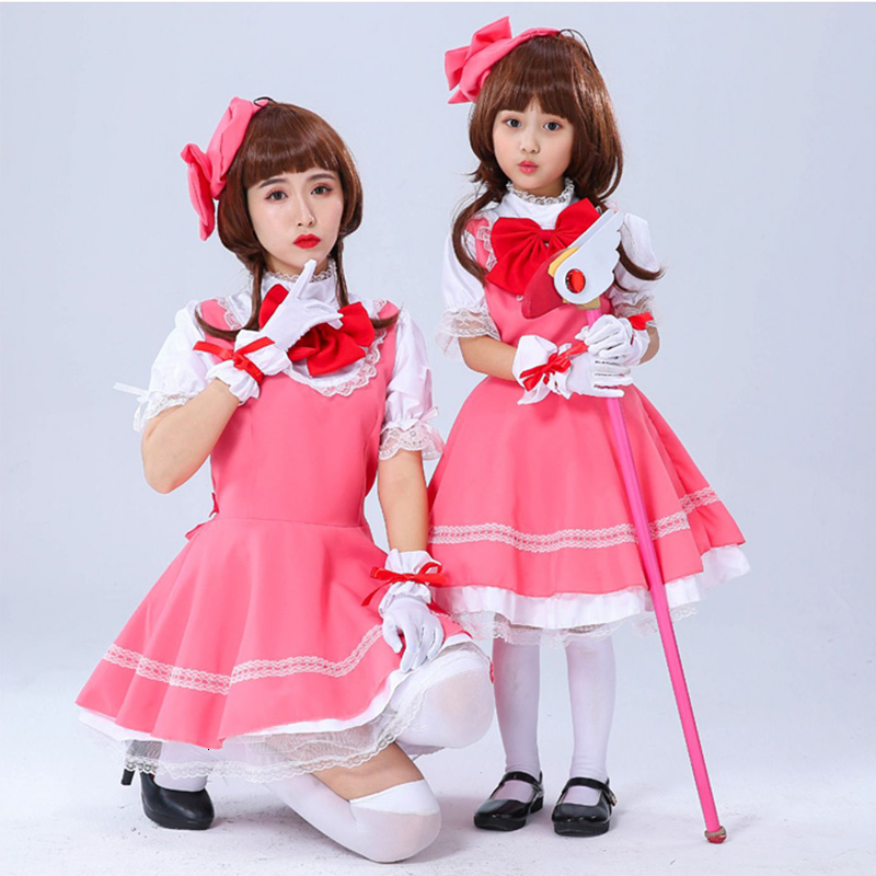 Cosplay Girls Pink Card Captor Sakura Kinomoto Sakura Princess Dress Cosplay Costume Lolita Dress Costumes For Kids Party 230606