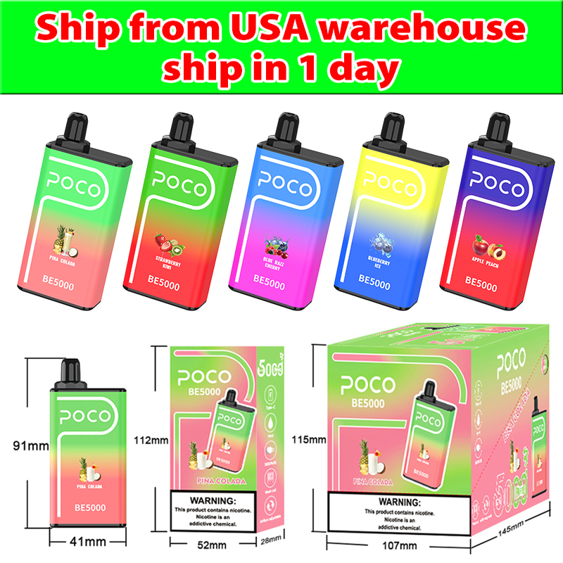 United States warehouse Original e cigarette POCO BE5000 Vape Disposable Prefilled 14ml Pod 5000 Puffs 650mah Mesh coil rechargeable disposbale vapes
United States warehouse Original e cigarette POCO BE5000 Vape Disposable Prefilled 14ml Pod 5000 Puffs 650mah Mesh coil rechargeable disposbale vapes