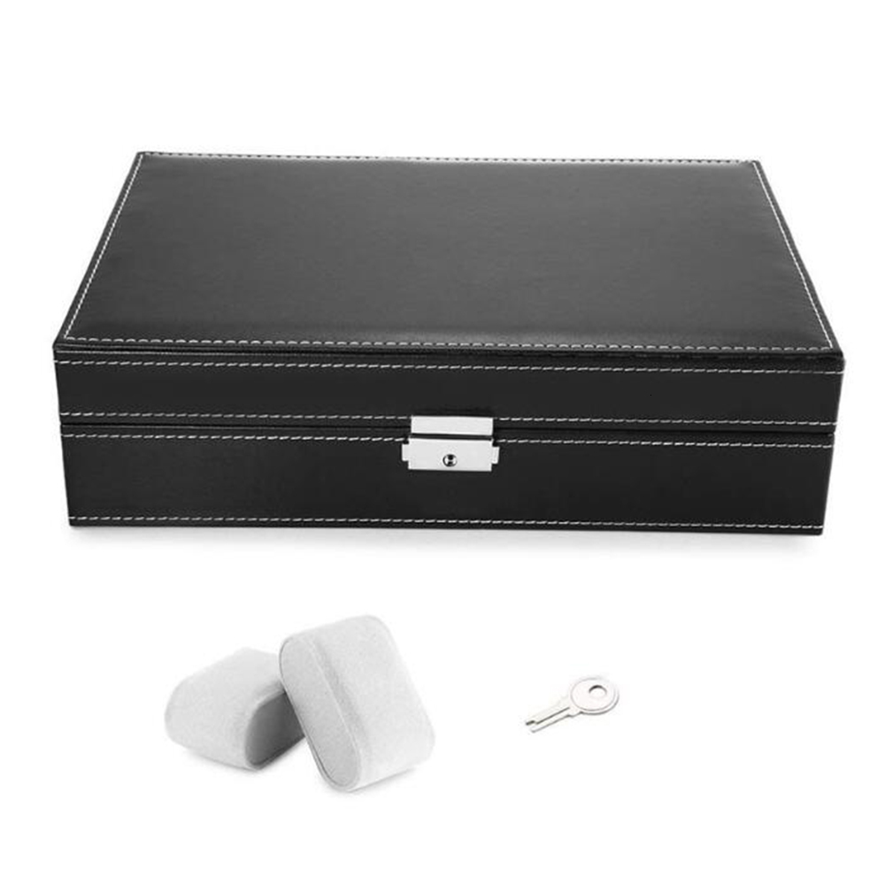 Jewelry Boxes Leather Watch Box 8 Mens Watch Organizer Jewelry Display Drawer Lockable Watch Case Organizer 8 Slots Rings Tray With Lock 2