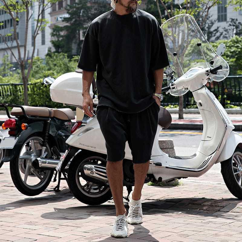 Men's Suits Loose T-Shirts and Shorts Summer Fashion Trendy Clothing L230520